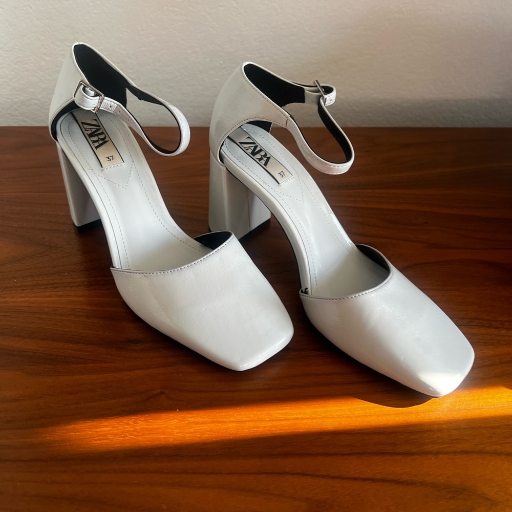 Zara Ice Blue Women's Modern Mary Jane Sandal with chunky Heels